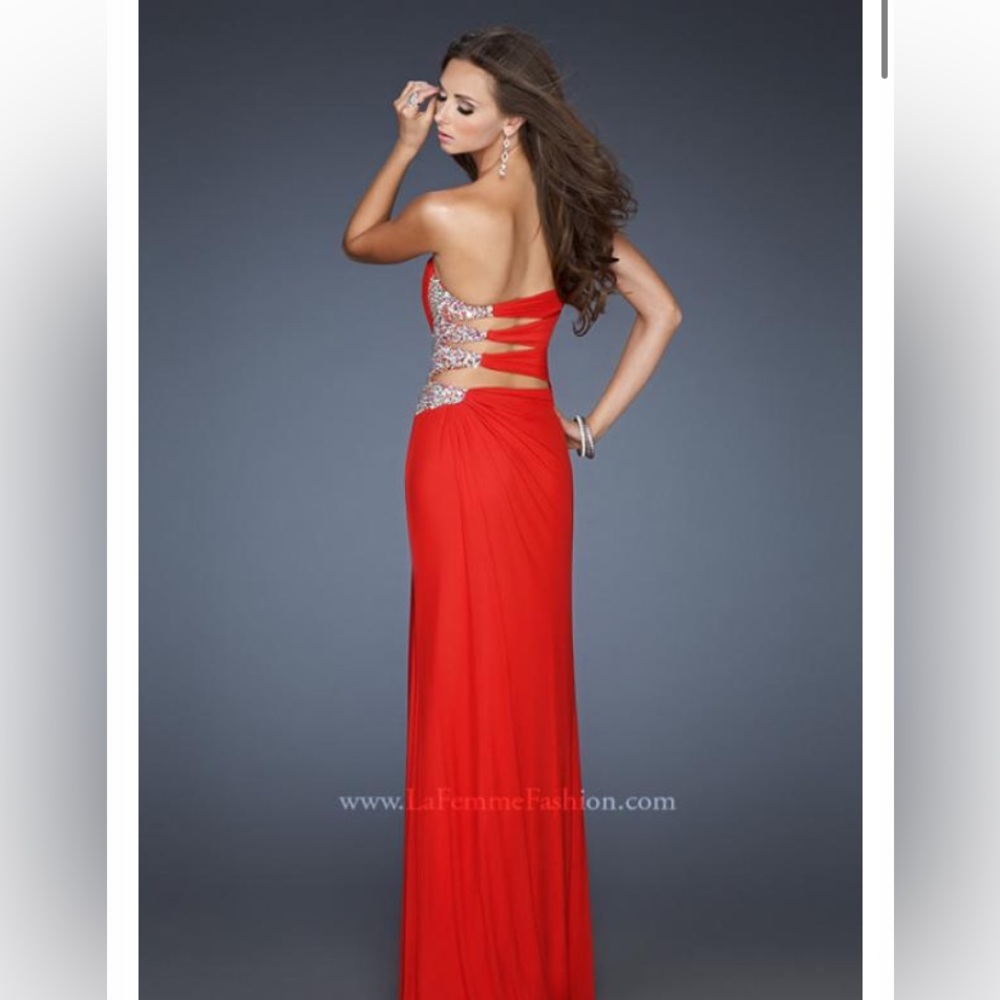 La Femme 18771 Red Cut-Out Dress Size 0 Pageant Gown